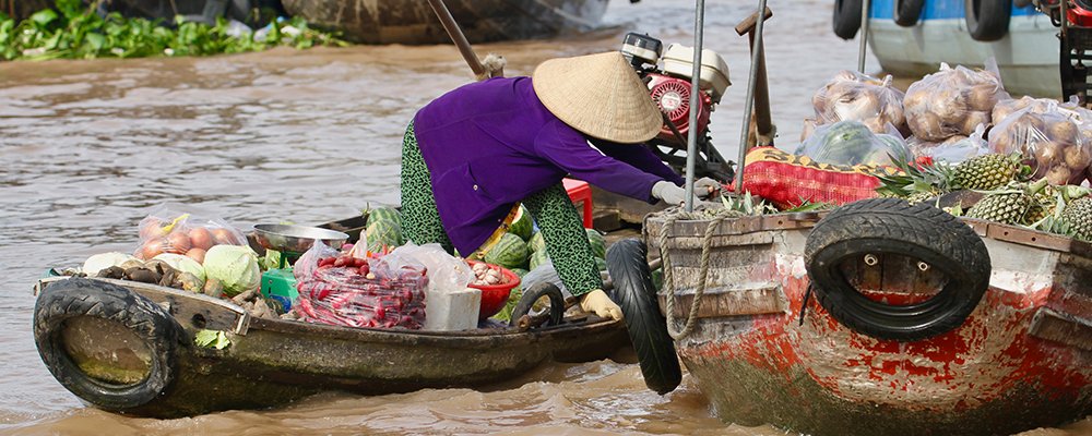 Cai Rang Floating Market of Can Tho, Vietnam - The Wise Traveller - Sales woman on boat