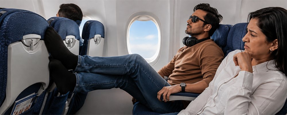 Calling Out Bad Manners on Planes - The Wise Traveller - Man with feet up