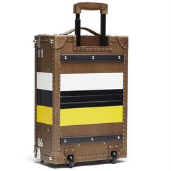 Ghurka Trolley military stripe leather rolling trunk