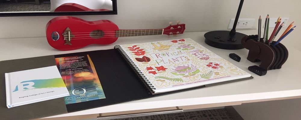 Review - Art Ovation Hotel - Sarasota - Florida - USA - Guest room Instrument and Leather Bound Sketchbook