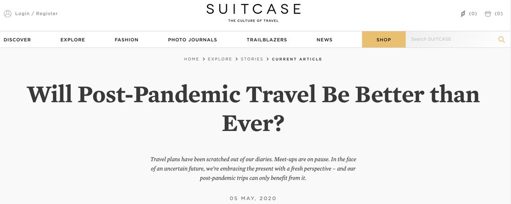 This Month in Travel - The Wise Traveller - Suitacase